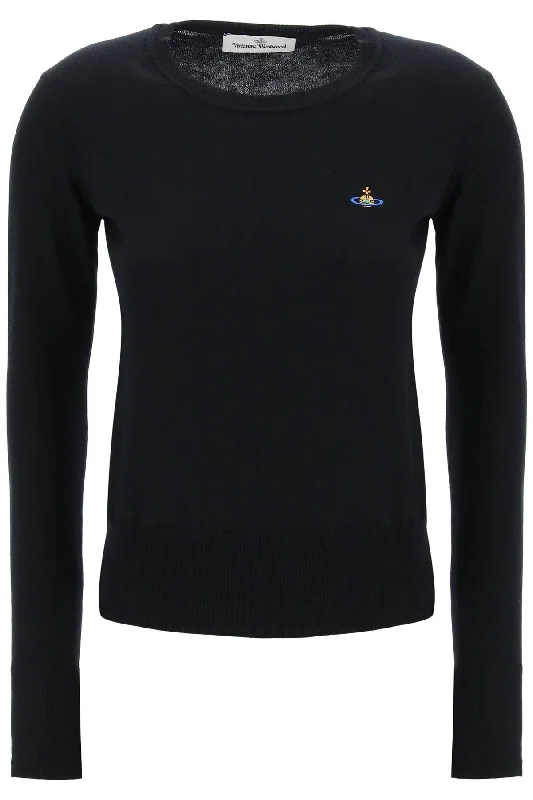 Embroidered Logo Pullover  - Black Cashmere Luxurious Pullover