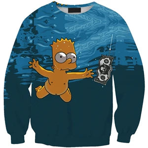 90s Classic cartoon pullovers Slit Sleeve Stylish