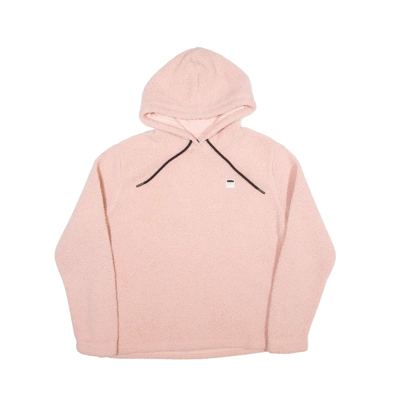 FILA Fleece Hoodie Pink Pullover Womens L One Shoulder Top