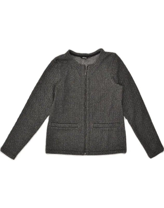 ROHAN Womens Cardigan Sweater UK 10 Small Grey Chevron Polyester Ribbed Striped Patterned ROHAN Womens Cardigan Sweater UK 10 Small Grey Chevron Polyester Ribbed Striped Patterned