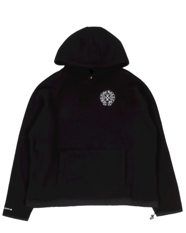 Fleece Horseshoe Logo Hoodie Hoodie with Hem Raw Edge Edgy Unfinished