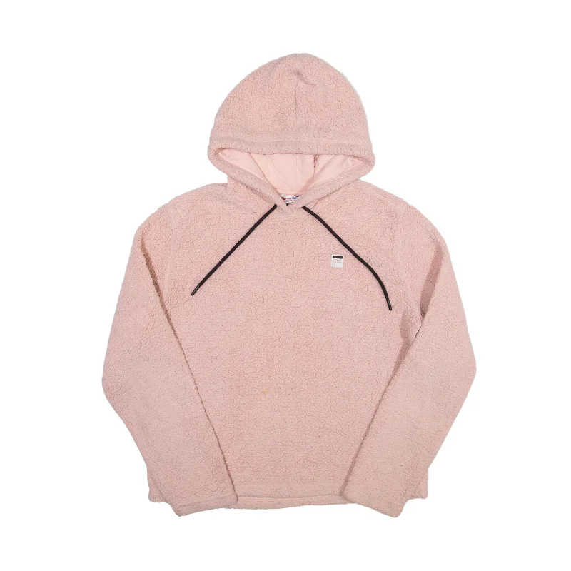 FILA Fluffy Hoodie Pink Pullover Womens M Boyleg Sleeve Pullover