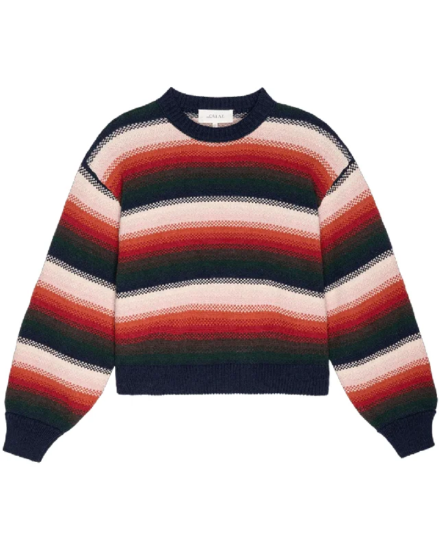 Reflection Stripe Bubble Pullover Shawl Collar Sweater