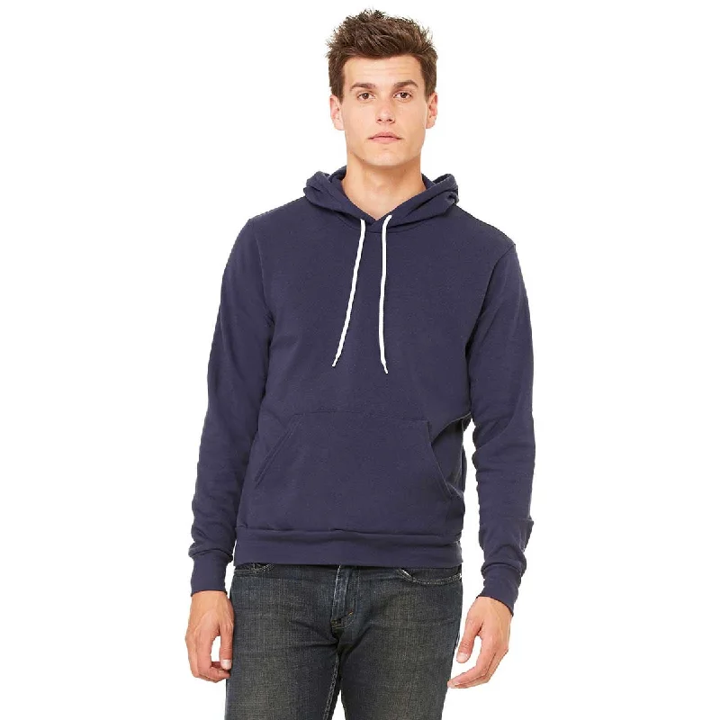 Bella + Canvas Unisex Navy Pullover Hoodie Bardot Neck Top