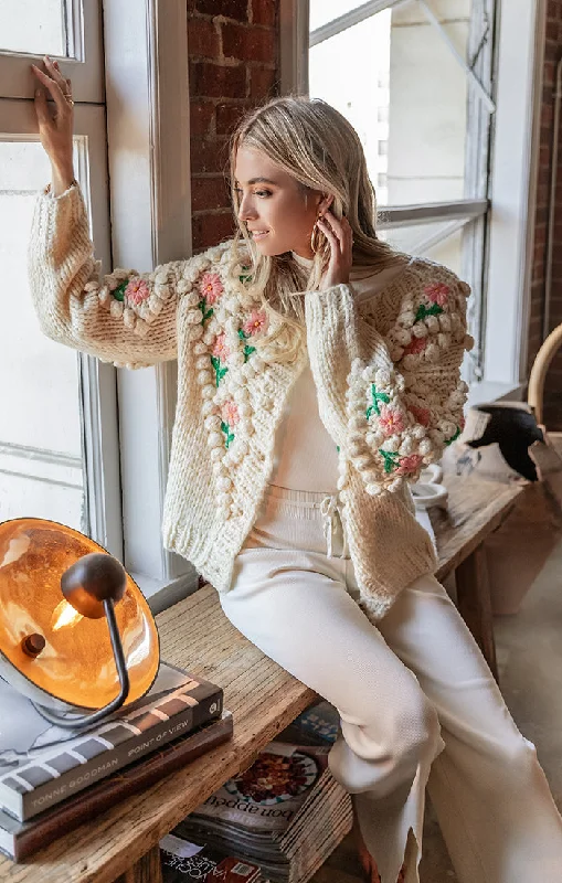 Mabel Cardigan Sweater Real Fur Shearling Chenille