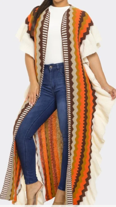 Upfront Poncho Cardigan Houndstooth Herringbone Solid