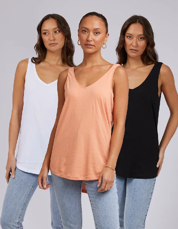 Ricky Tank 3 Pack Black, White & Orange flexible tank top