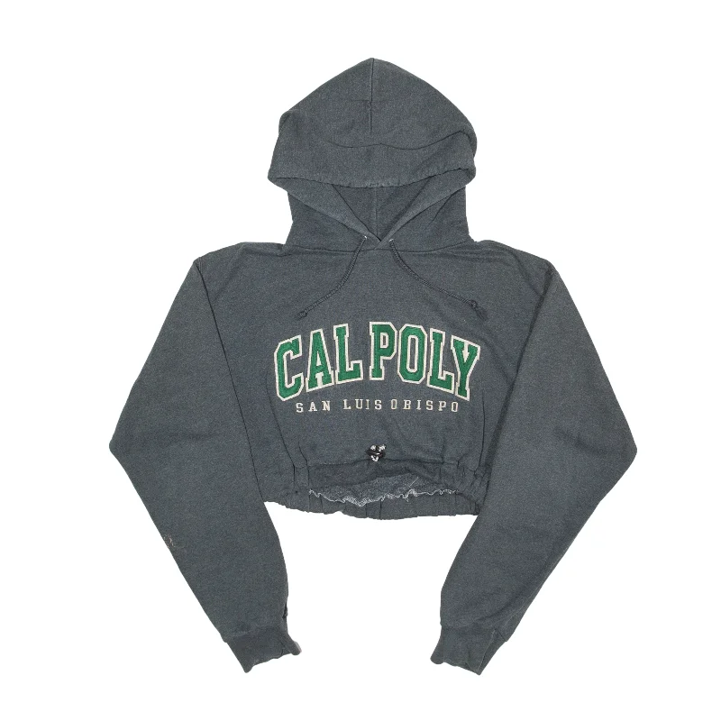 CHAMPION Calpoly Crop USA Hoodie Grey Pullover Womens S Sarouel Sleeve Pullover