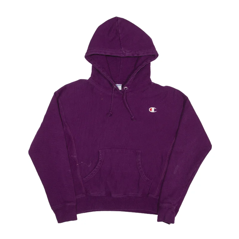 CHAMPION Reverse Weave Hoodie Purple Pullover Womens S Set Sleeve Pullover