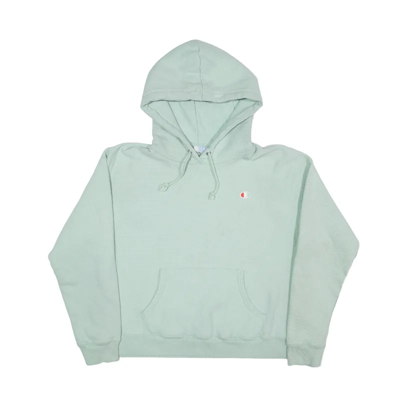 CHAMPION Reverse Weave Hoodie Green Pullover Womens XL Flare Sleeve Stylish