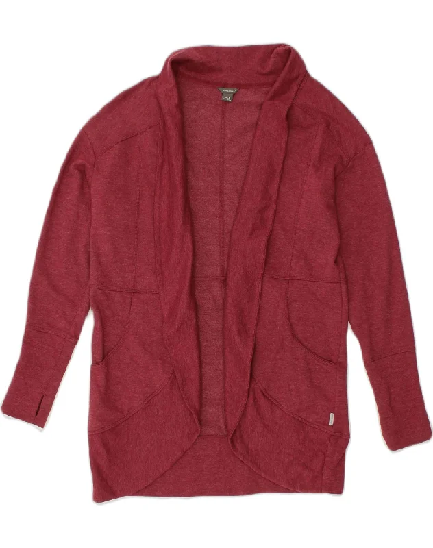 EDDIE BAUER Womens Cardigan Sweater UK 12 Medium Burgundy Cotton Welt Pockets Slit Pockets Flap Pockets EDDIE BAUER Womens Cardigan Sweater UK 12 Medium Burgundy Cotton Welt Pockets Slit Pockets Flap Pockets