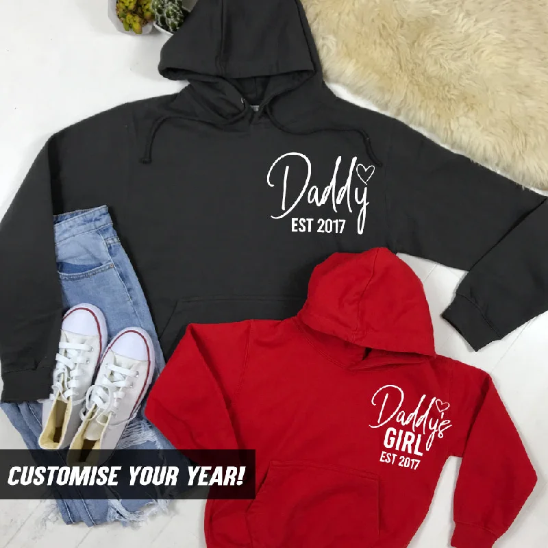 Daddy & Daddy's Girl Established Matching Hoodies (MRK X) Hoodie with Contrast Stitching Detailed Premium