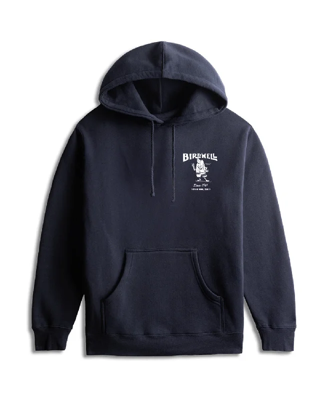 '61 Hoodie - Navy/White Hoodie with Hem Ribbing Snug Secure
