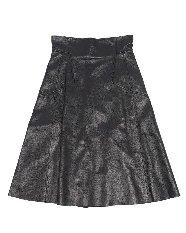 Paneled Leather Skirt wool skirt breathable