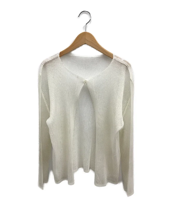 [Pre-owned] PLEATS PLEASE Mesh Pleated Cardigan . / Long Sleeved Cardigans / Round Neck Cardigans 7569043 Nylon Fabric Polyester Fabric Spandex Fabric