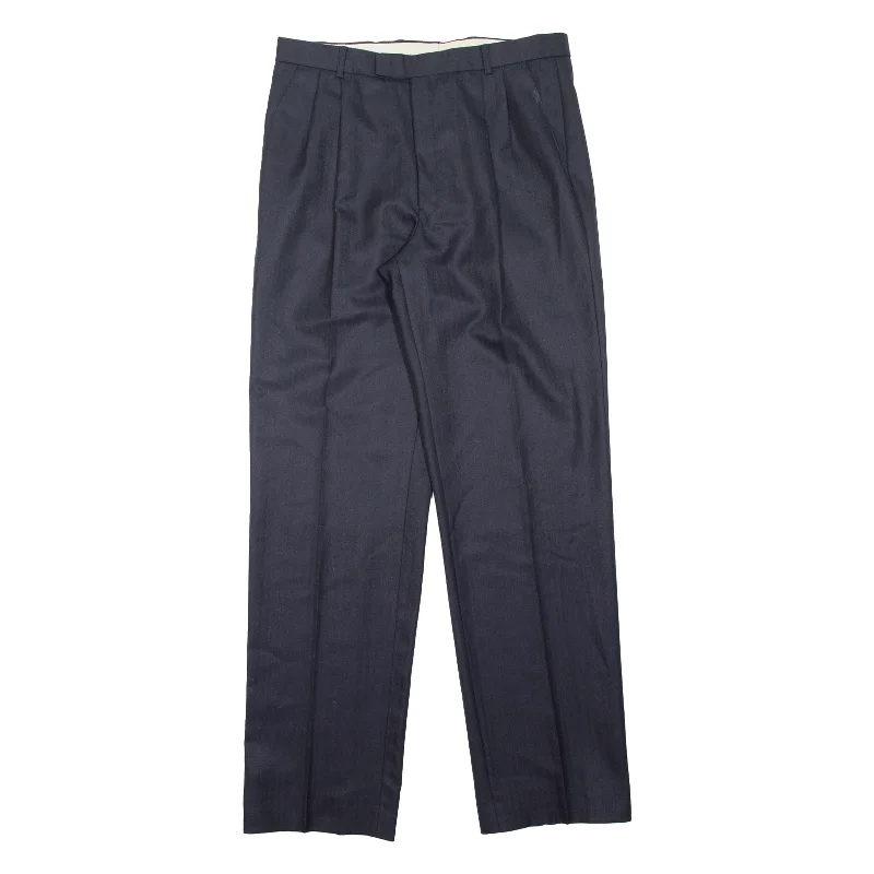 THE LABEL Pleated Womens Trousers Blue Regular Straight Wool W33 L33 Trousers stylish elegant THE LABEL Pleated Womens Trousers Blue Regular Straight Wool W33 L33 Trousers stylish elegant