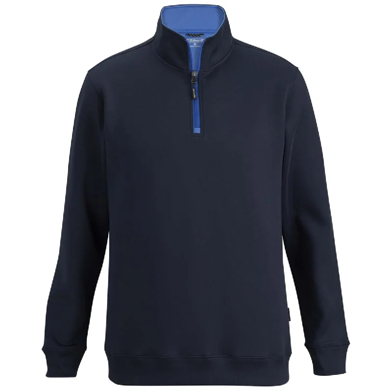 Edwards Unisex Navy/French Blue Performance Pullover Quarter Zip Bateau Neck Pullover