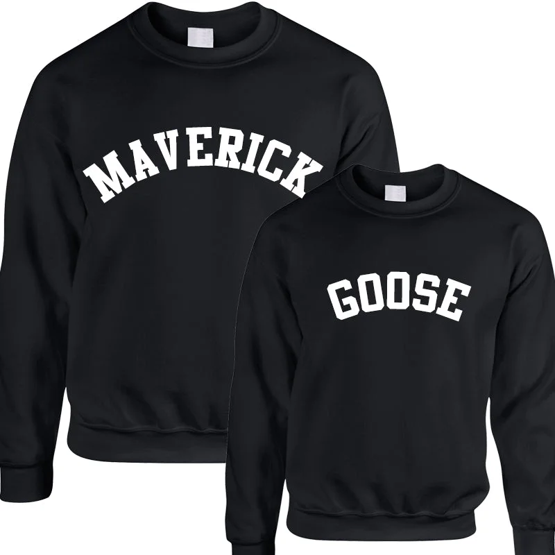 Maverick & Goose Matching Black Sweatshirts Hoodie with Applique Textured Unique