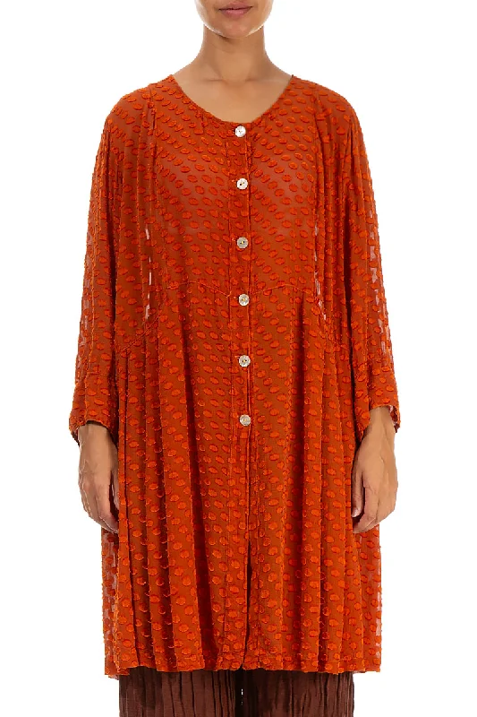 Dotty Saffron Silk Jacket Ribbed Jacket Pleated Jacket Ruffled Jacket