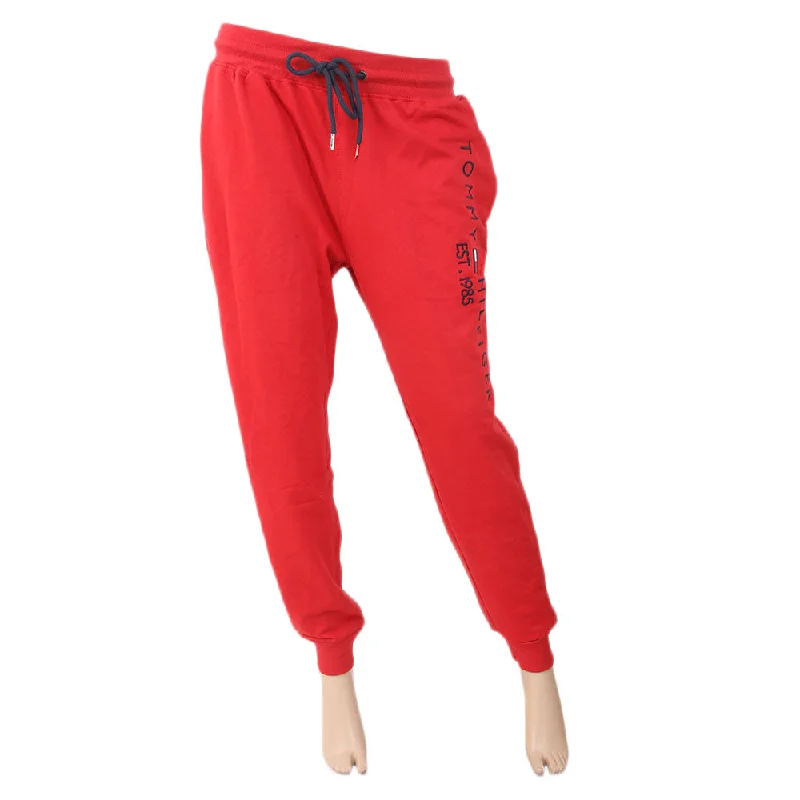 Women's Fancy Trouser - Red Trousers Culottes Wide Leg