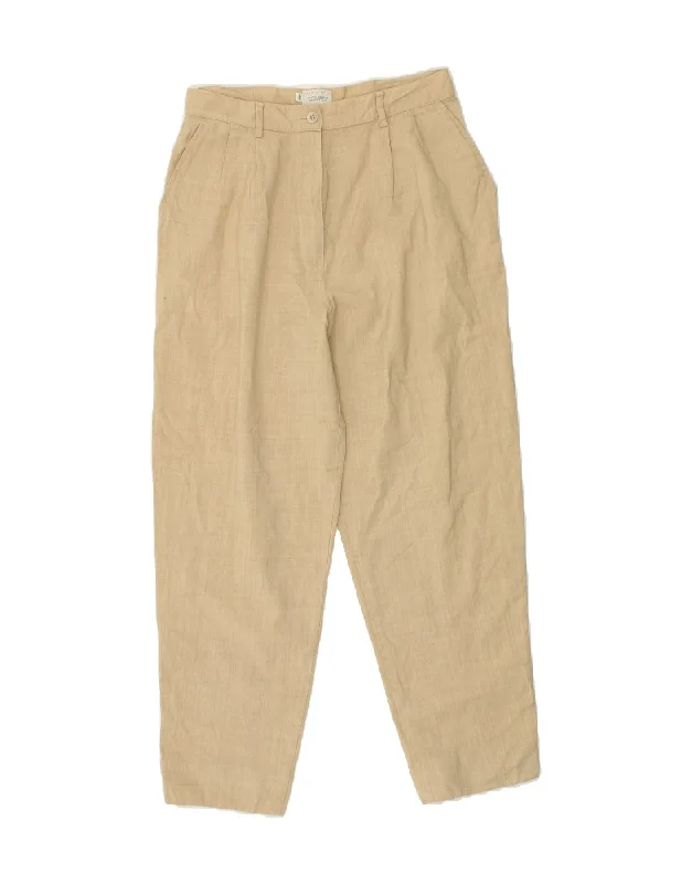 BENETTON Womens Pegged Chino Trousers IT 44 Medium W28 L25 Beige Linen Trousers Designer Luxury BENETTON Womens Pegged Chino Trousers IT 44 Medium W28 L25 Beige Linen Trousers Designer Luxury