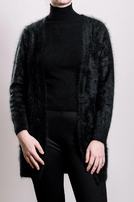 Cashmere French Cardigan - Black Terry Terry Cloth Terry Knit