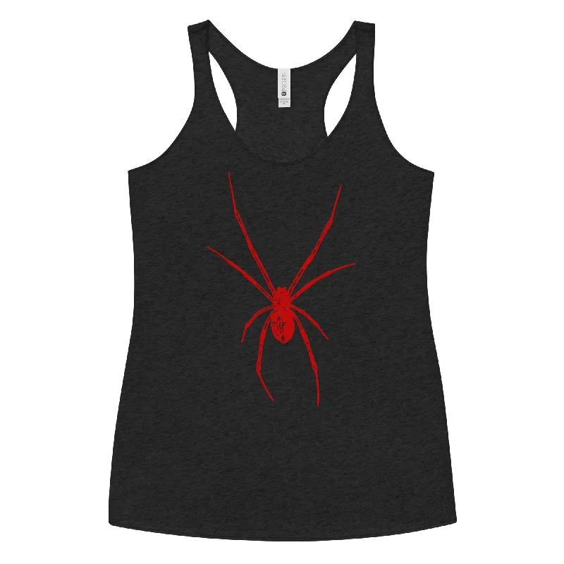 Red Creepy Spider Arachnid Black Widow Women's Racerback Tank Top Shirt cutout tank top