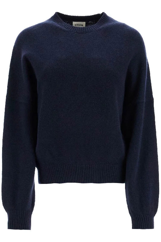 Cashmere Margaux Pullover  - Blue Ribbed Crew Neck