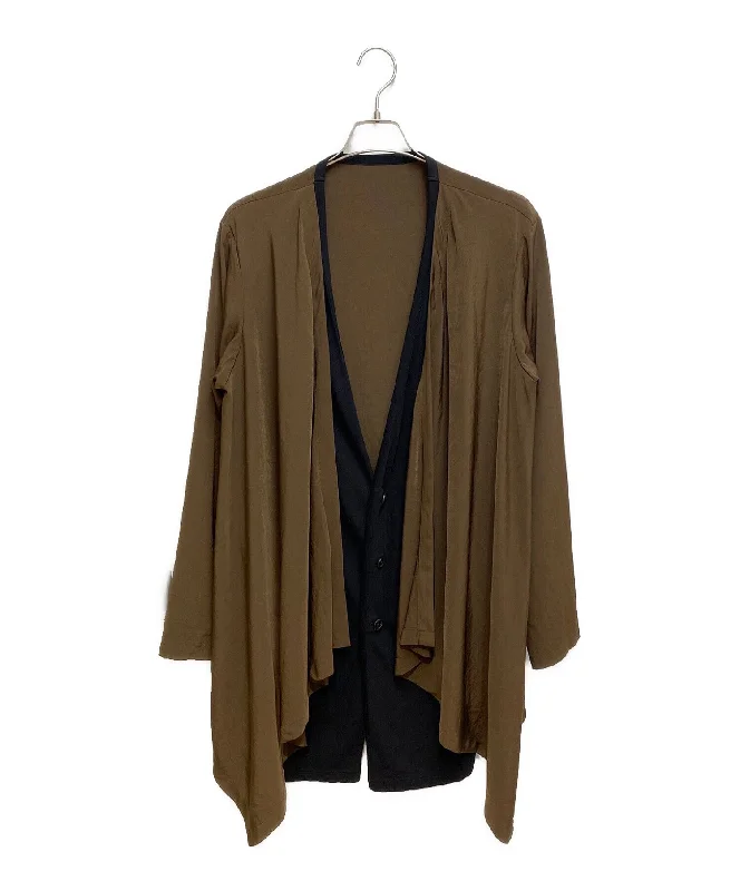 [Pre-owned] GROUND Y Vintage Decyne Combination Layered Drape Cardigan GM-T21-800 Chenille Fabric Brocade Fabric Lace Fabric