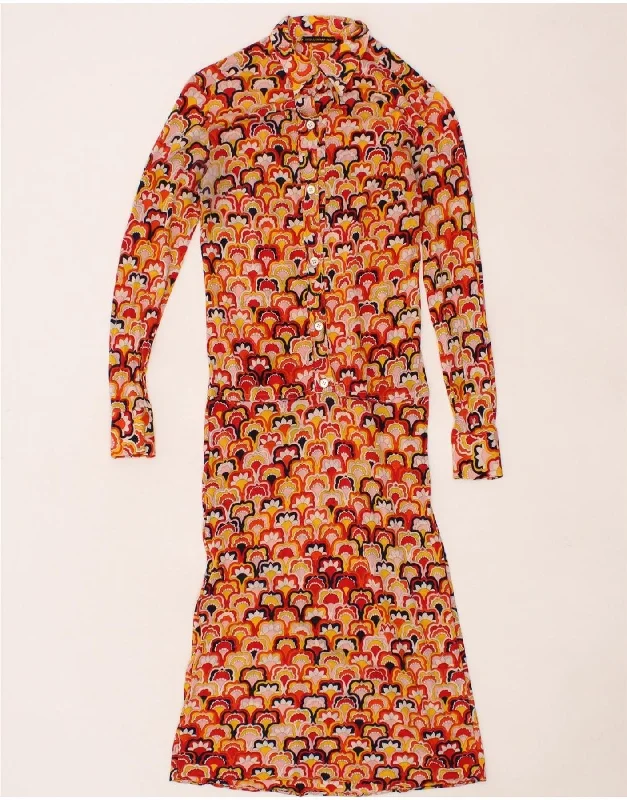 VINTAGE Womens Pullover Shirt Dress UK 8 Small Multicoloured Floral Tight Sleeve Top VINTAGE Womens Pullover Shirt Dress UK 8 Small Multicoloured Floral Tight Sleeve Top