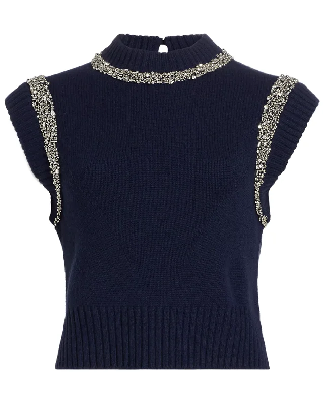 Midnight Joanae Pullover With Embellishment Scalloped Neck Pullover