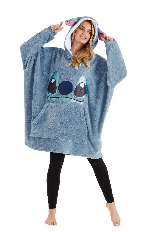 Disney Stitch Ohana Hoodie Blanket, Sherpa Fleece Oversized Hoodie, Stitch Disney Gifts Hoodie with Embroidery Detailed Premium