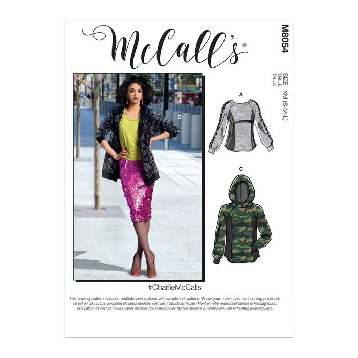 McCall's Pattern M8054 Misses'/Men's Tops and Hoodies Hoodie with Mock Neck Collared Structured