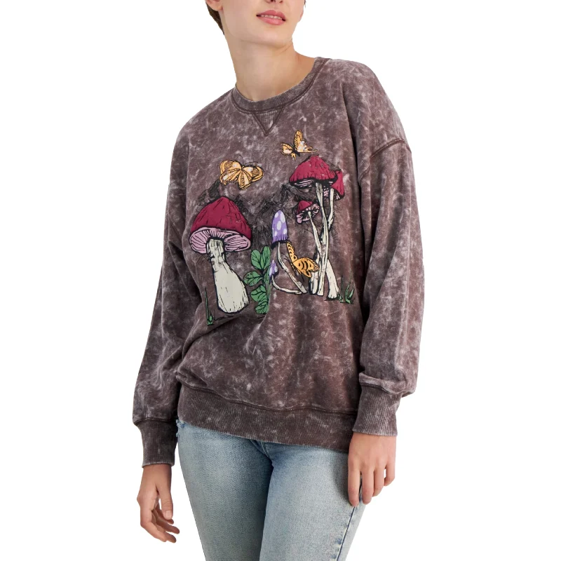 SELFIE - Mushroom-Print Sweatshirt Hoodie with Elastic Cuffs Stretchable Comfortable SELFIE - Mushroom-Print Sweatshirt Hoodie with Elastic Cuffs Stretchable Comfortable