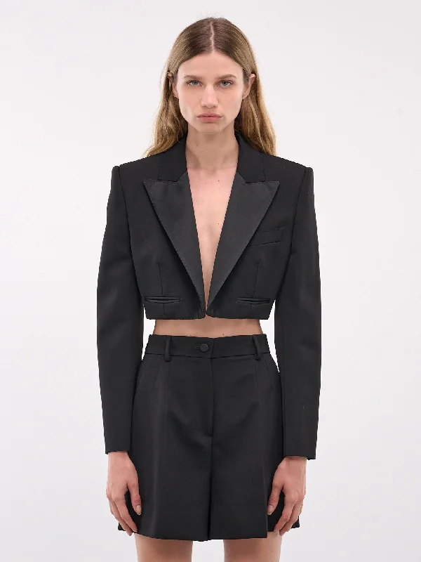 Spencer Tuxedo Jacket (F2919T-FU21E-N0000-BLACK) Wool Jacket Cashmere Jacket Tweed Jacket
