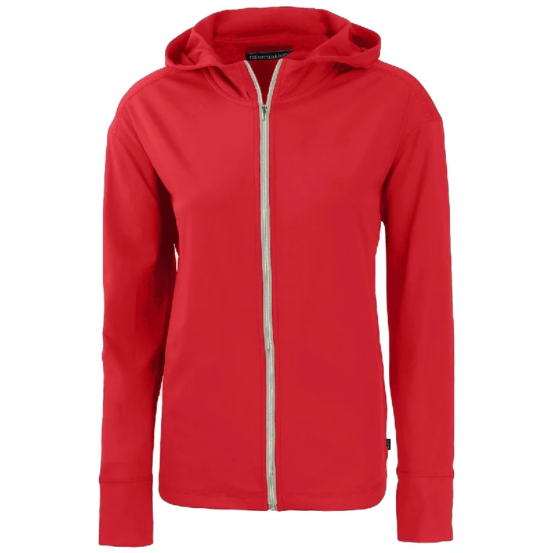 Cutter & Buck Women's Red Daybreak Eco Recycled Full Zip Hoodie Hoodie with Pastel Soft Subtle