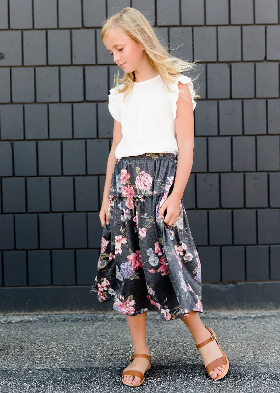 Stretch Floral Midi Skirt breathable skirt fabric