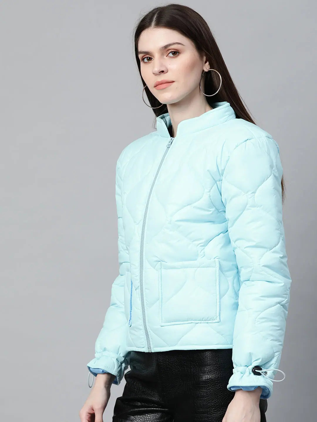 Women Solid Blue Collared Neck Full Sleeve Jacket Mesh Jacket Canvas Jacket Denim Jacket Women Solid Blue Collared Neck Full Sleeve Jacket Mesh Jacket Canvas Jacket Denim Jacket