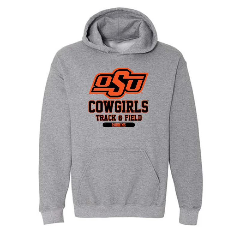 Oklahoma State - NCAA Women's Track & Field : Emma Robbins - Classic Fashion Shersey Hooded Sweatshirt Hoodie with Lace Feminine Delicate