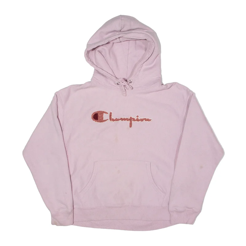 CHAMPION Reverse Weave Hoodie Pink Pullover Womens L Saggy Sleeve Comfort