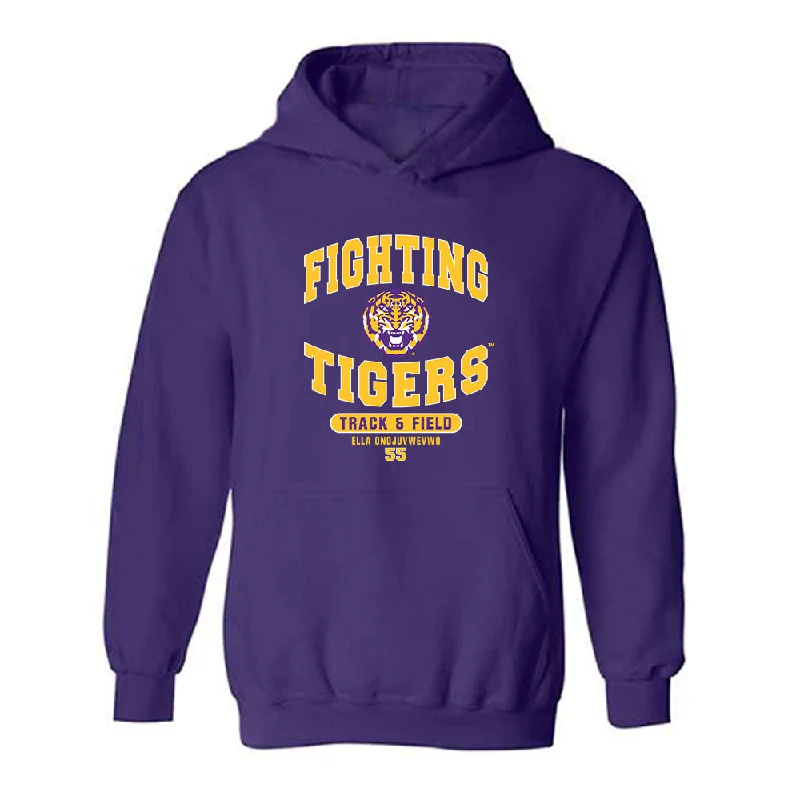 LSU - NCAA Women's Track & Field : Ella Onojuvwevwo - Classic Fashion Shersey Hooded Sweatshirt Hoodie with Applique Textured Unique