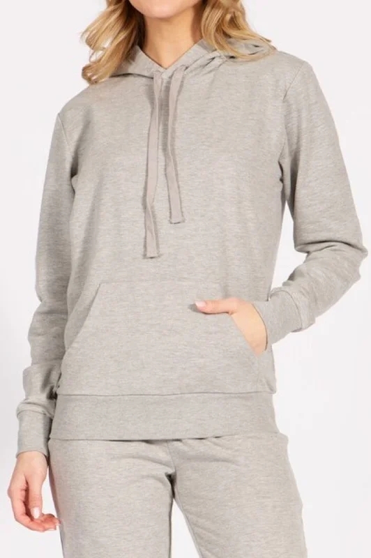 Women's French Terry Pullover Hoodie and front kangaroo pocket Asymmetrical Hem Sweater