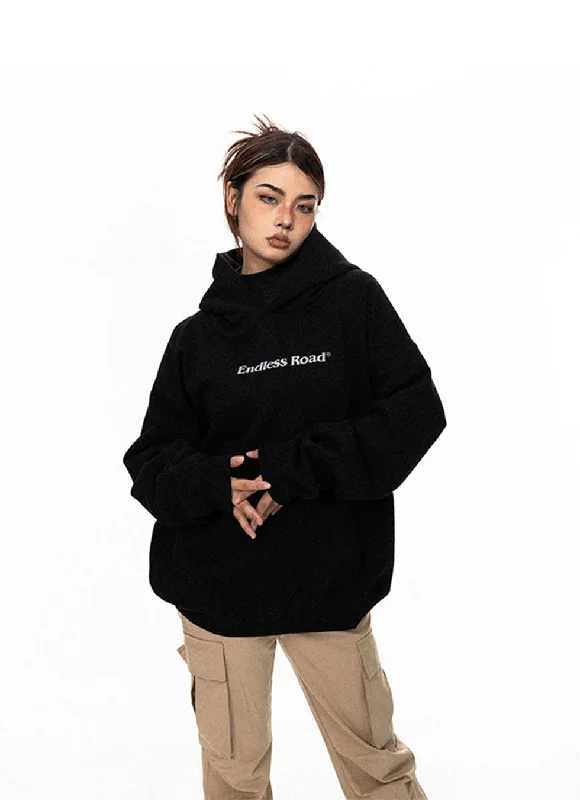 Reflective Print Hooded Sweatshirt Hoodie with Double Zipper Versatile Adjustable