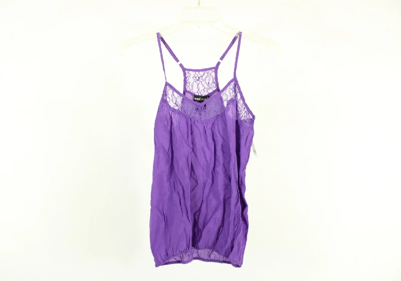 WetSeal Purple Lace Tank Top | Size S white tank top