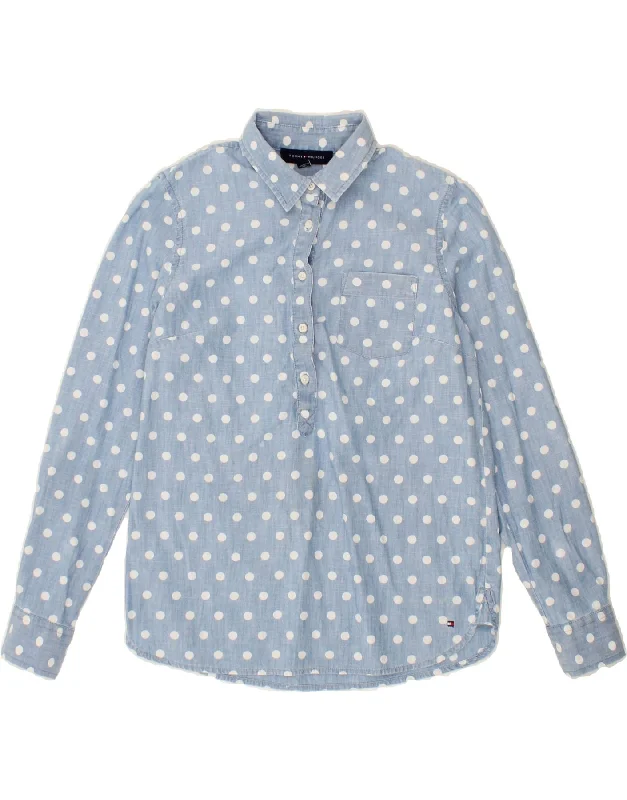 TOMMY HILFIGER Womens Pullover Shirt UK 10 Small Blue Polka Dot Cotton Chenille Soft Sweater TOMMY HILFIGER Womens Pullover Shirt UK 10 Small Blue Polka Dot Cotton Chenille Soft Sweater