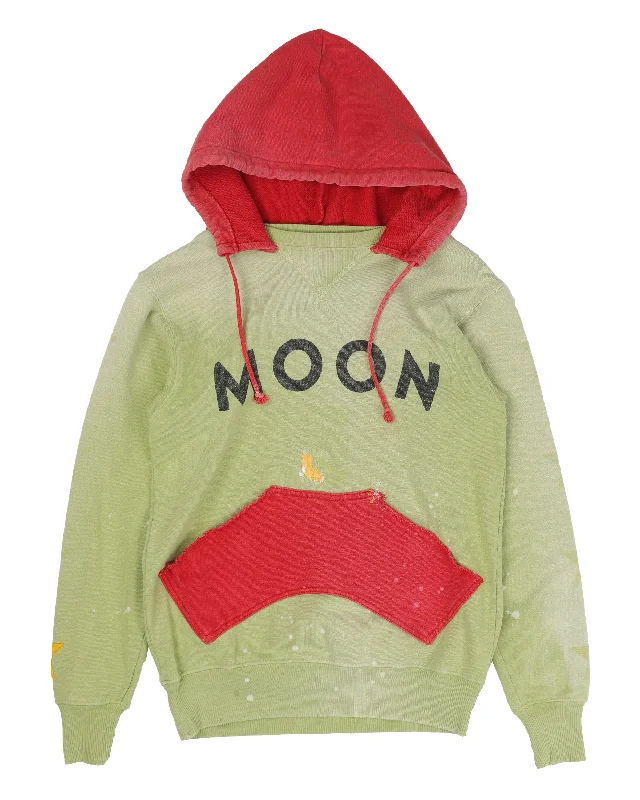 'MOON' Hoodie Hoodie with Exposed Zipper Edgy Industrial