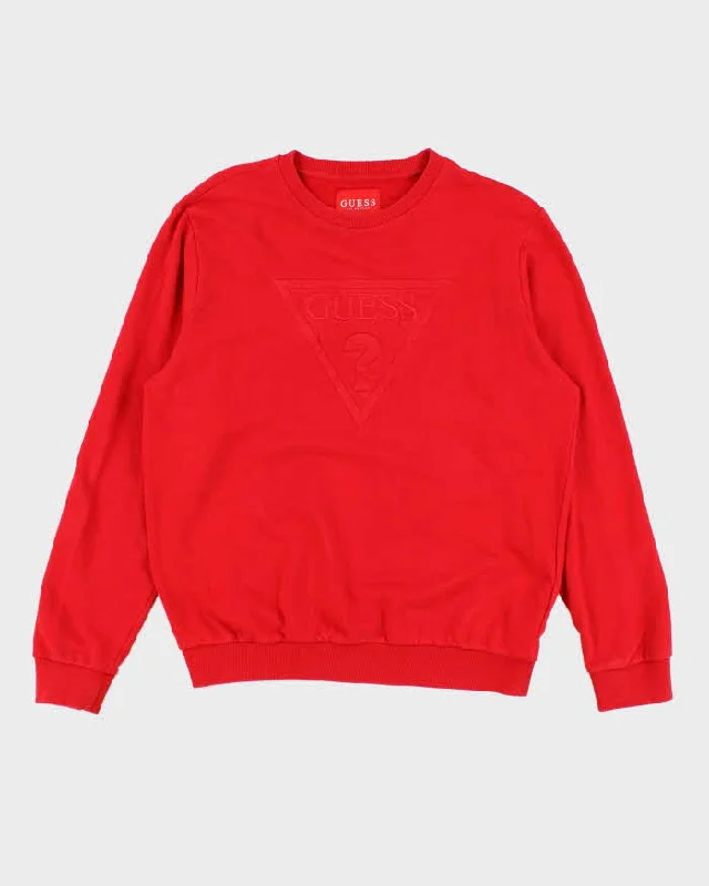 Womens Red Guess Pullover Sweatshirt - L Boyleg Sleeve Pullover