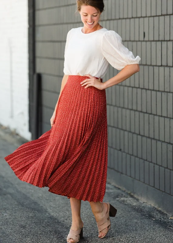 Brick Pleated Abstract Midi Skirt - FINAL SALE tiered skirt playful