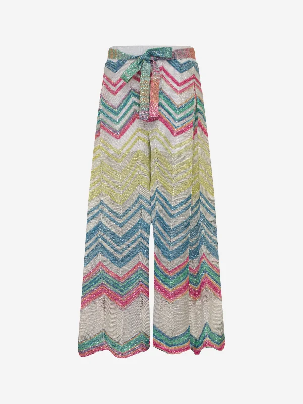 Missoni Girls Zigzag Knit Trousers in Multicolour Trousers Cargo Utility