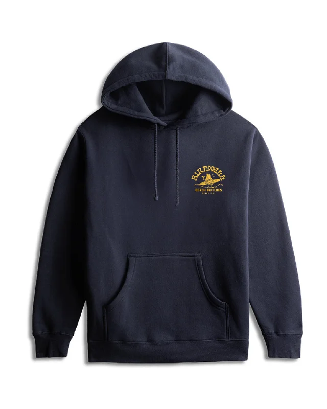 Surfin Birdie Hoodie - Navy Hoodie with Hem Patch Decorative Personalized